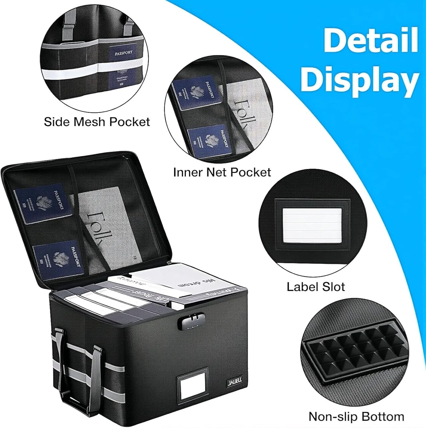 Fireproof Box with Lock, Document Storage Organizer with Lid, organizer Filing S