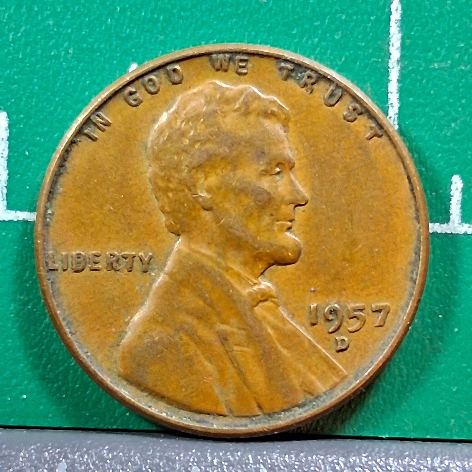 1957-D United States USA Abraham Lincoln Wheat Penny 1 Cent Copper Coin