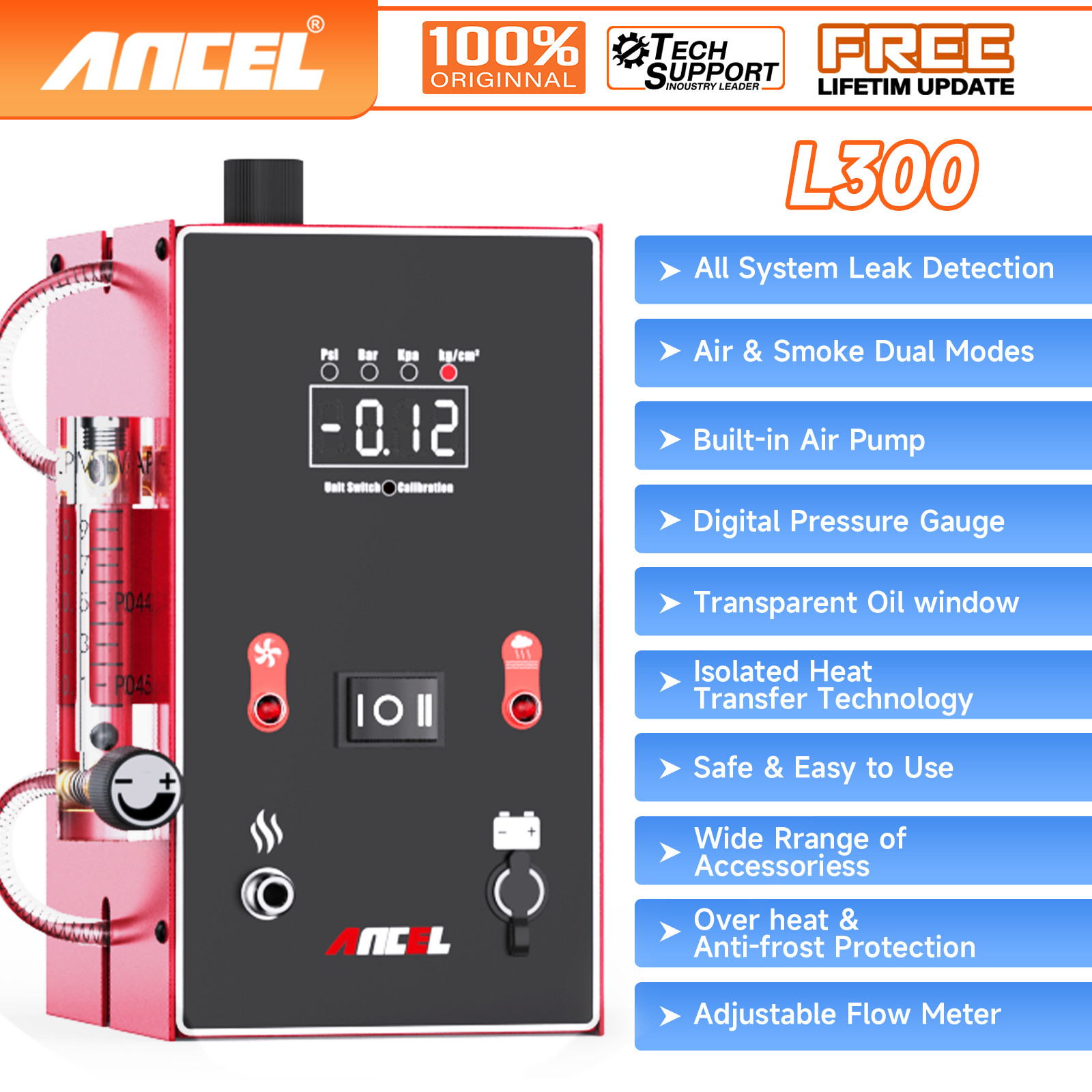 ANCEL L300 Digital Display EVAP Smoke Machine Test Pipe Leak Detector Diagnostic