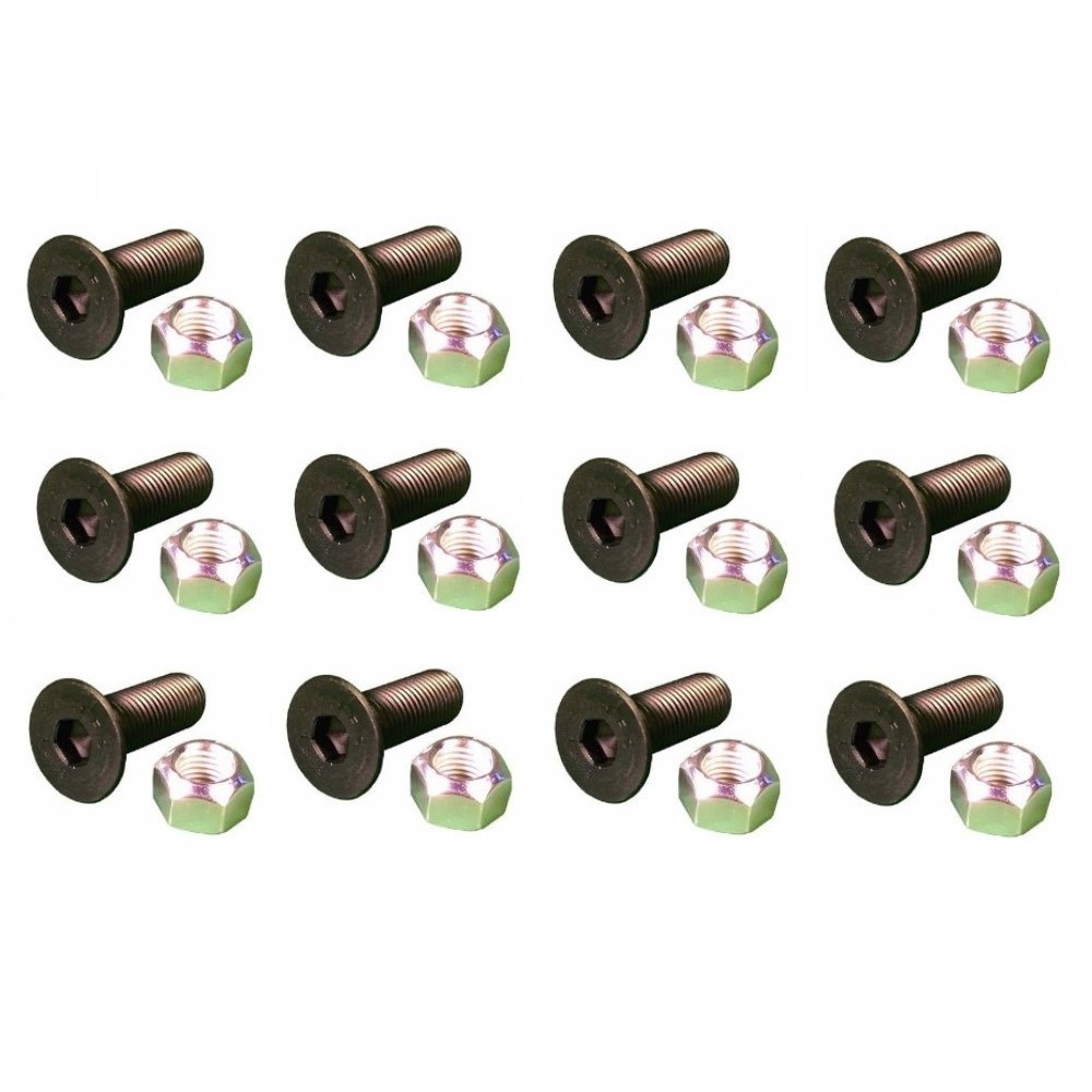 Set of (12) Aftermarket Interchangeable Screws & Lock Nuts Fits Caterpillar