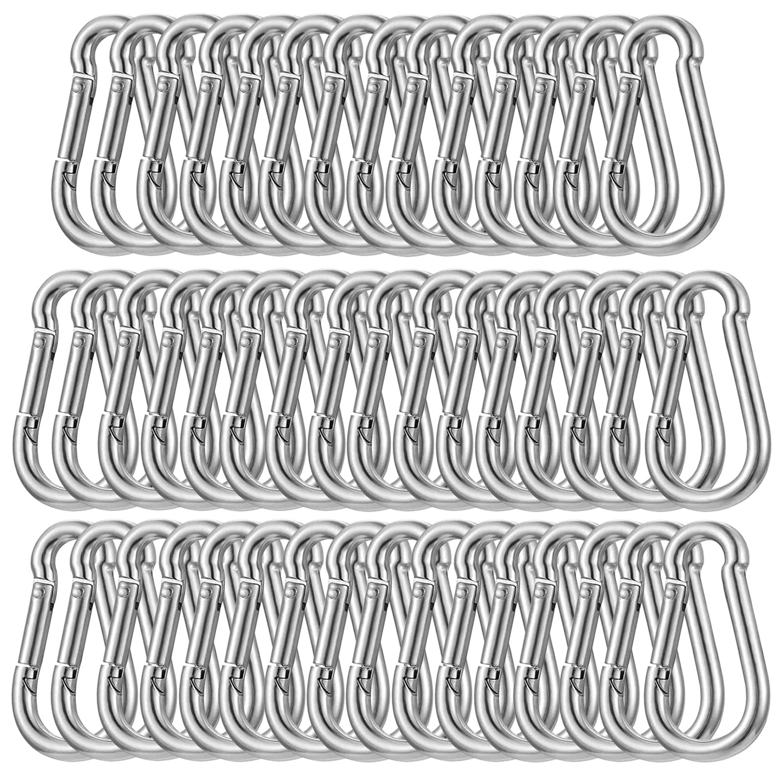 200PCS Spring Snap Hook Carabiner, 3/16" Galvanized Steel Snap Clip Hook