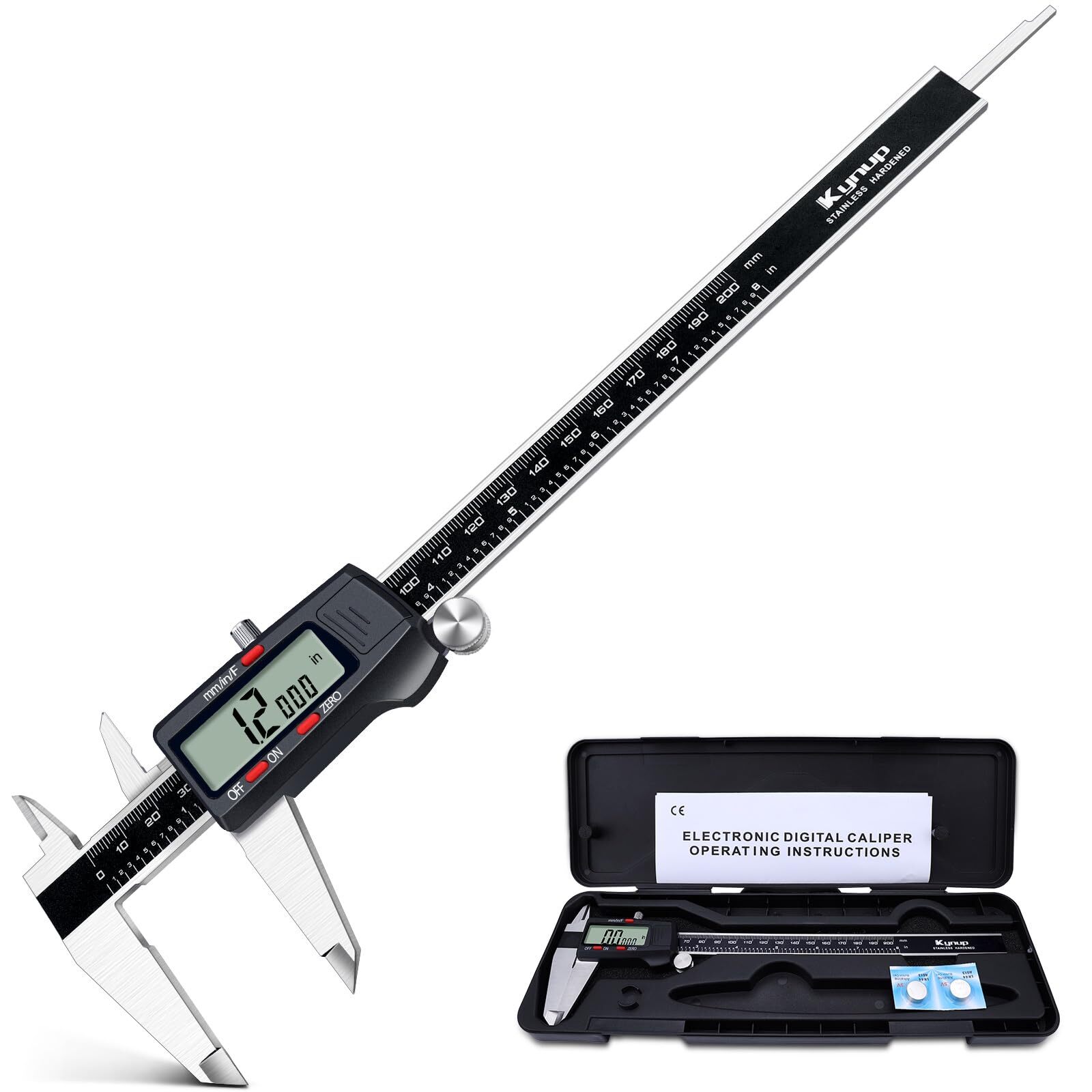 Kynp Digital Caliper 8 Inch Micrometer Caliper Tool Vernier Caliper with Stai...