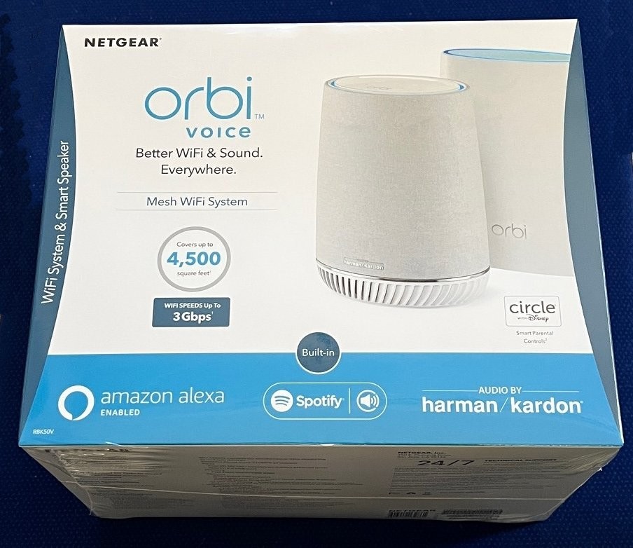Netgear Orbi Voice RBK50V-100NAS AC3000 RBK50 WiFi Mesh system with speaker