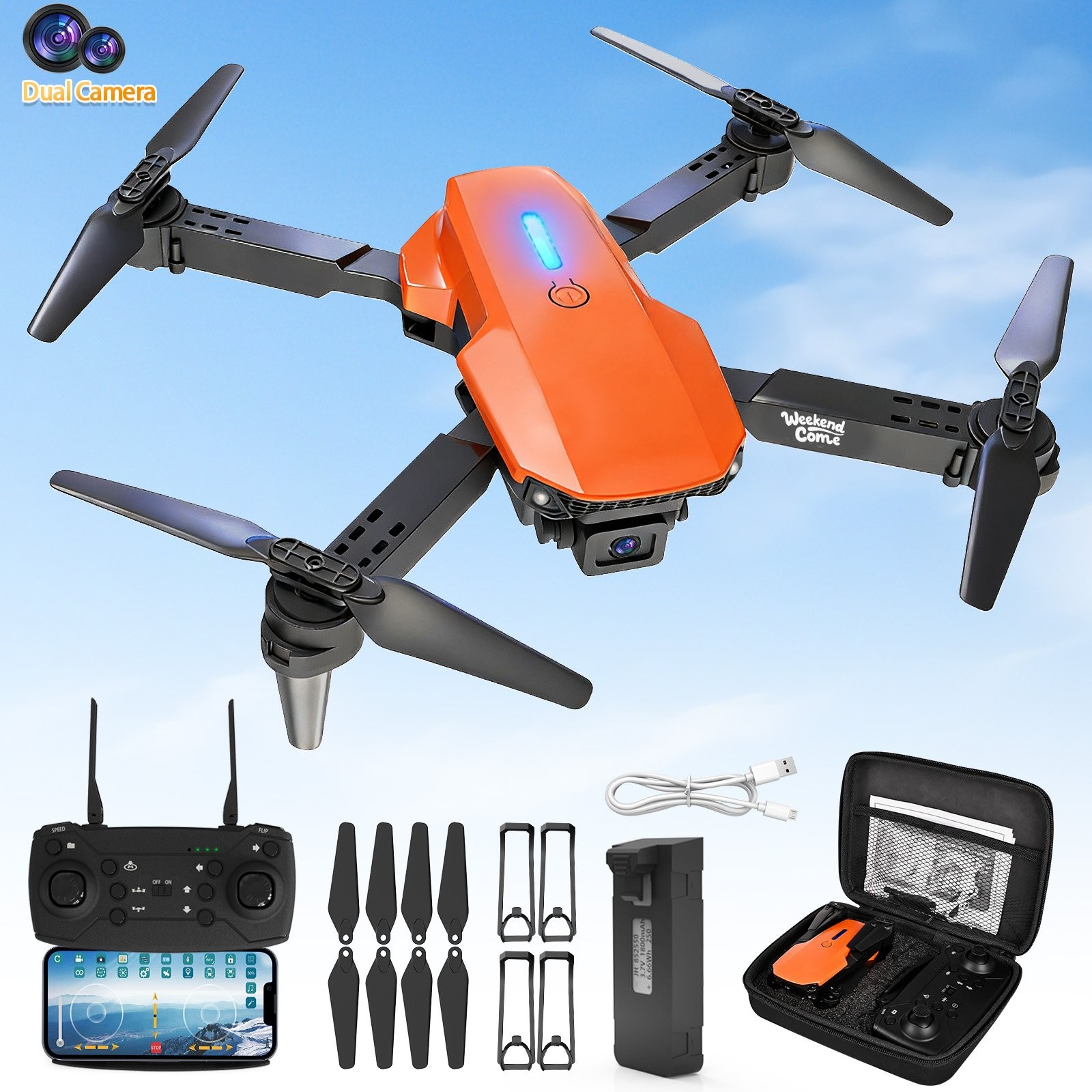 Professional Drone E88 4K Wide-Angle HD Camera Wifi Fpv Height Hold Foldable