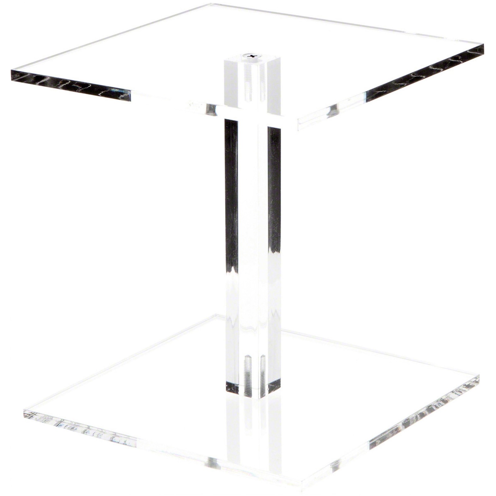Plymor Clear Acrylic Square Barbell Pedestal Display Riser, 6.5" H x 6" W x 6" D