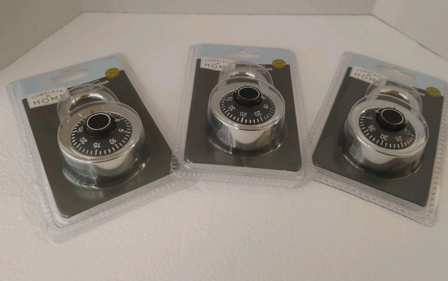Complete Home Heavy Duty 3-Digit Combination Padlock -Keyless Lock - Lot of 3