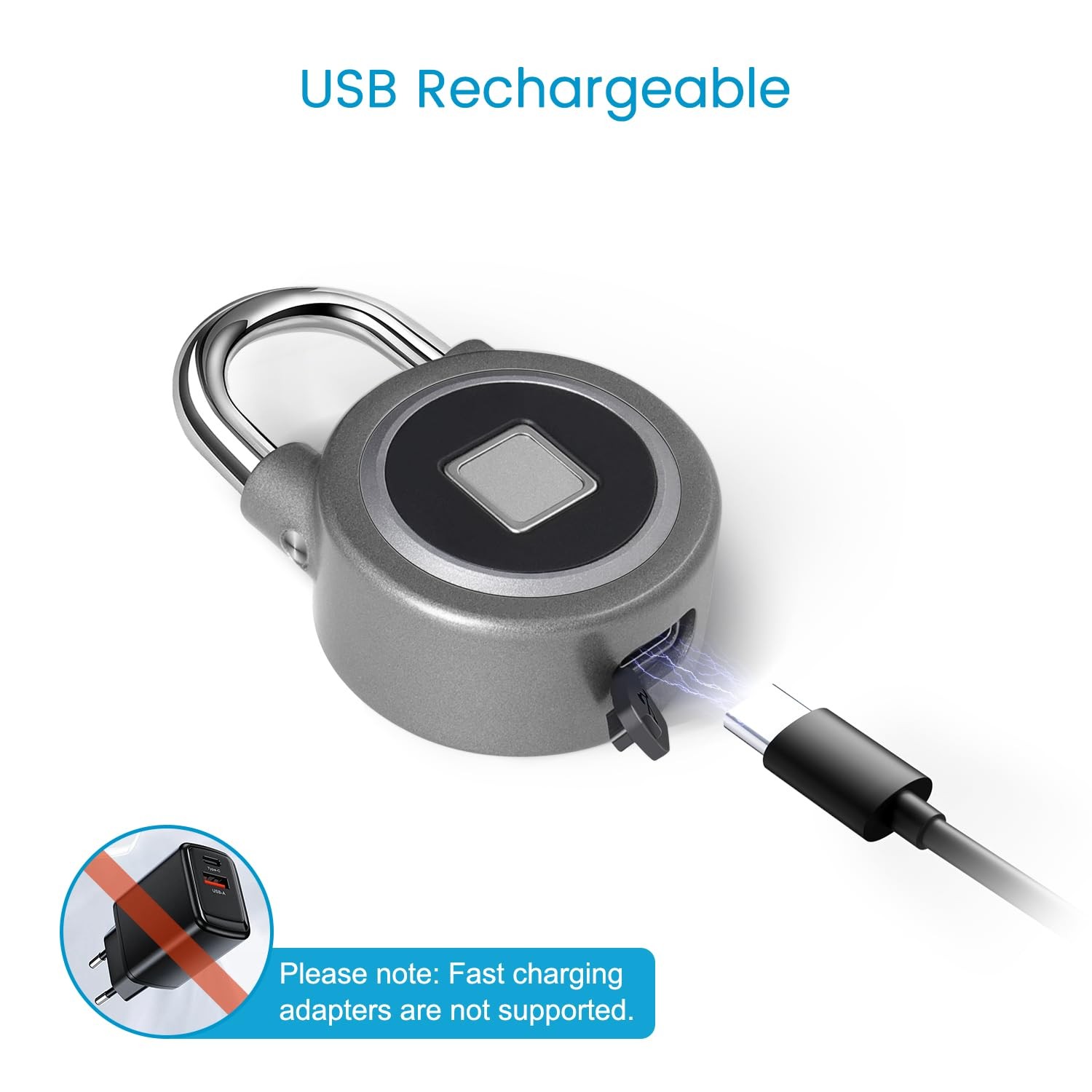 MEGAFEIS Smart Fingerprint Padlock Bluetooth Lock Mobile APP Keyless 80 Char Max