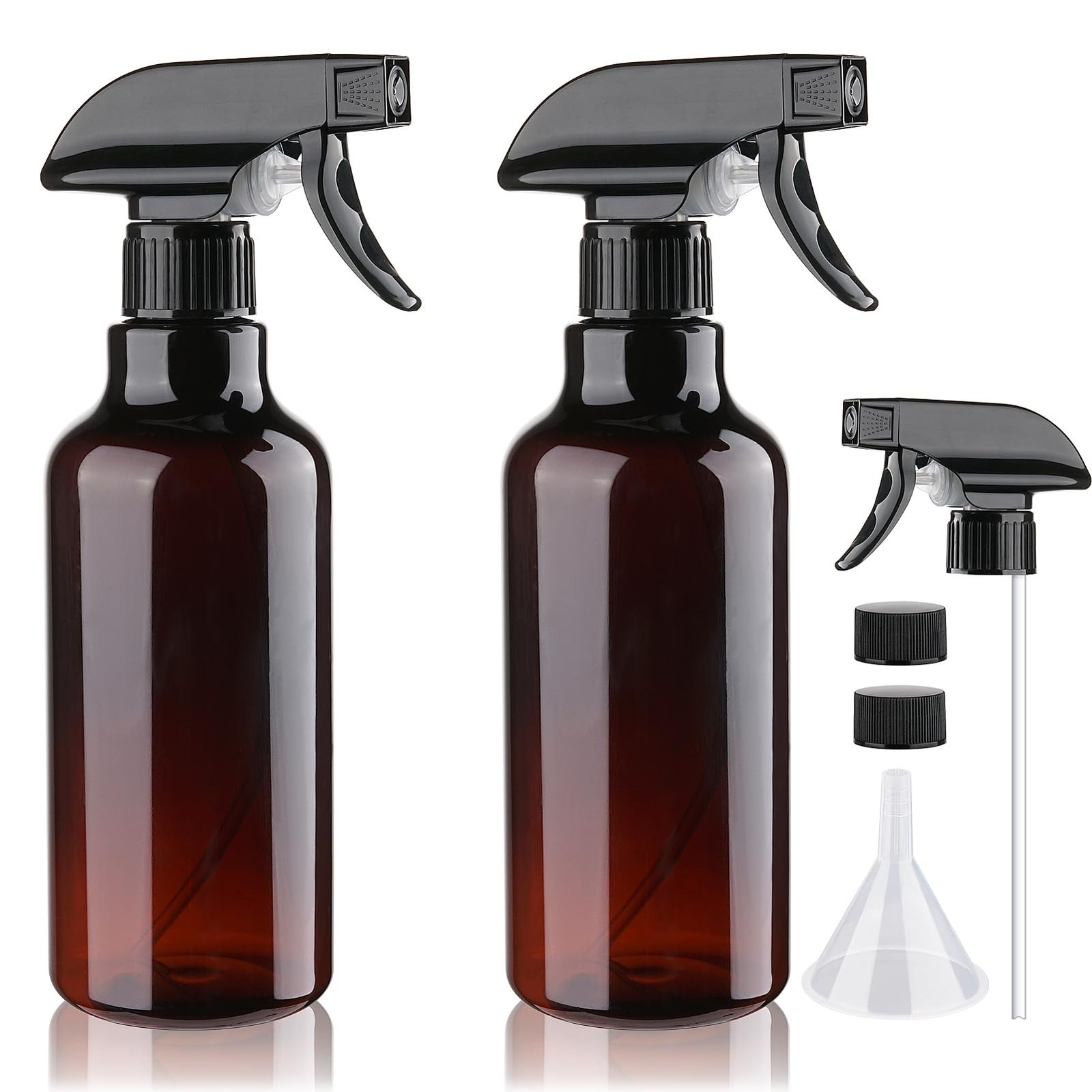 Hethyo Plastic Spray Bottles Empty Bottle 16.9oz/500ml 2 Pack Amber
