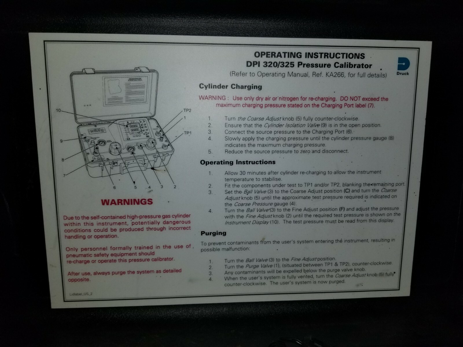Druck DPI 320 Pressure Calibrator