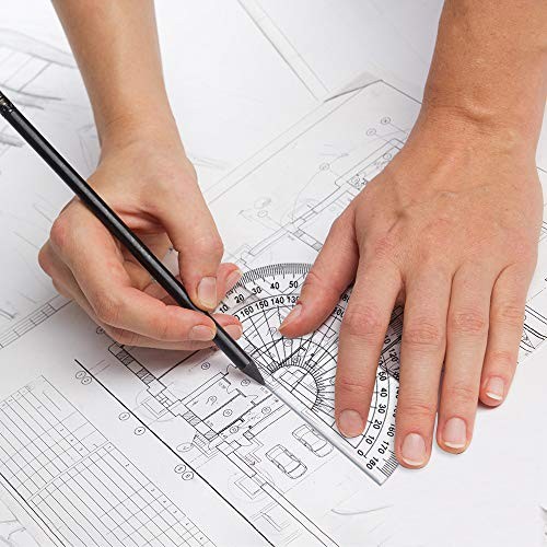 4 Pieces Math Geometry Tool Set Includes Plastic Clear Ruler, 6 inch