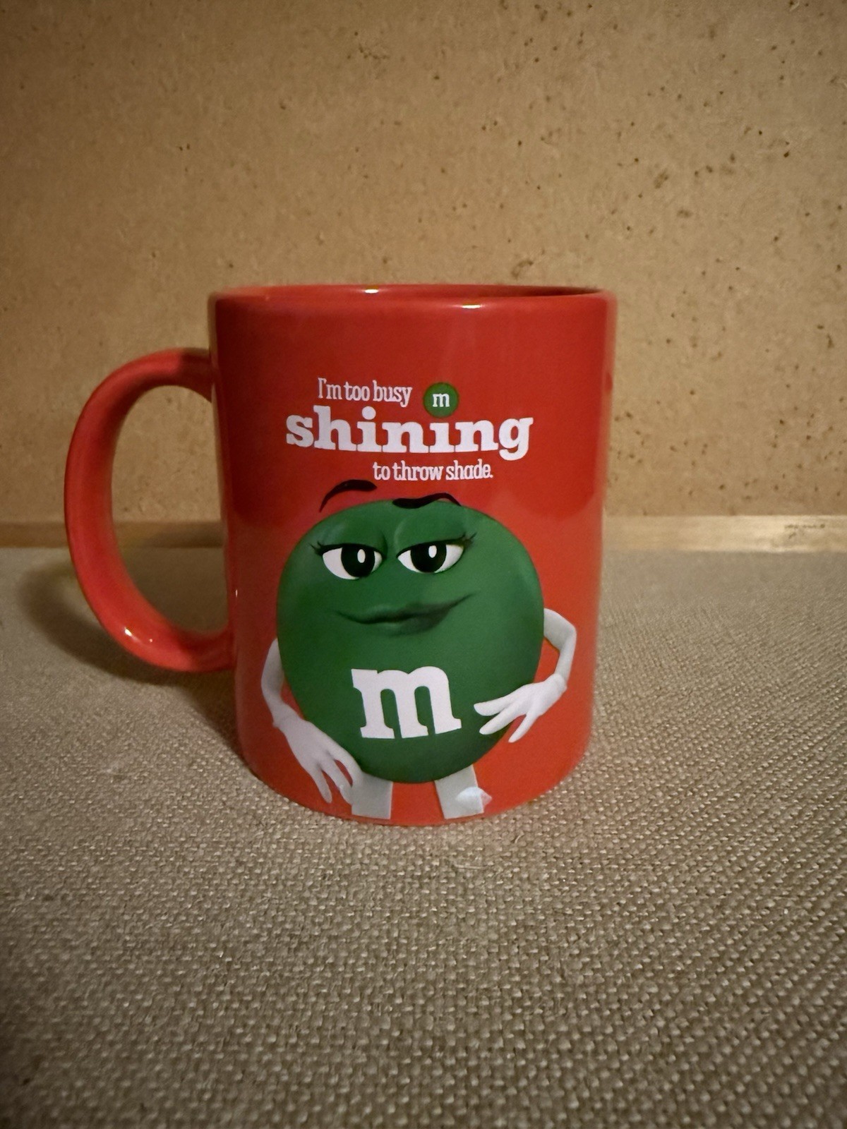 M&M's Green Character Red Mug Original 2024 Candy & Nuts Theme