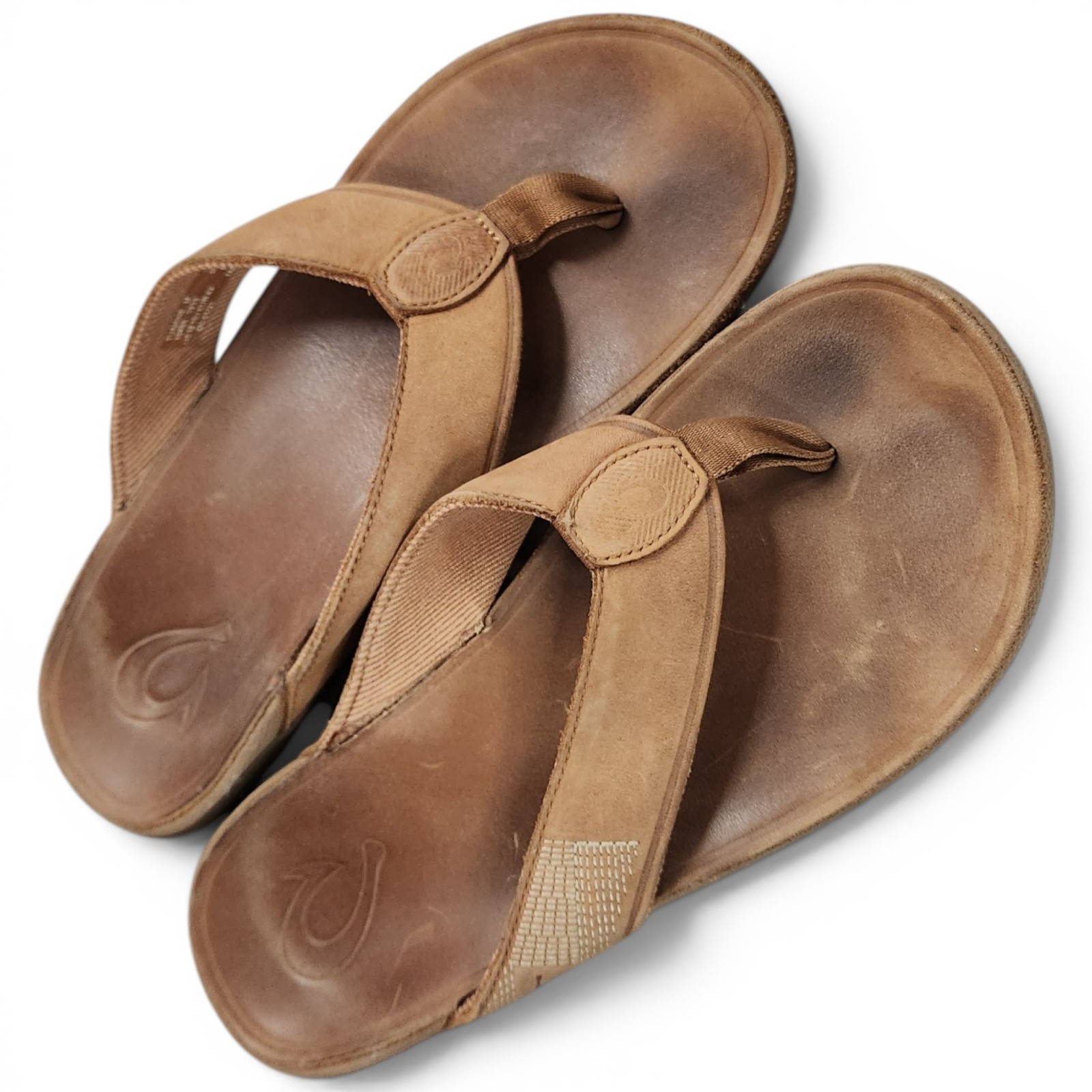 OLUKAI Tuahine Mens 10M Waterproof Leather Walking Flip Flop Thong Sandals