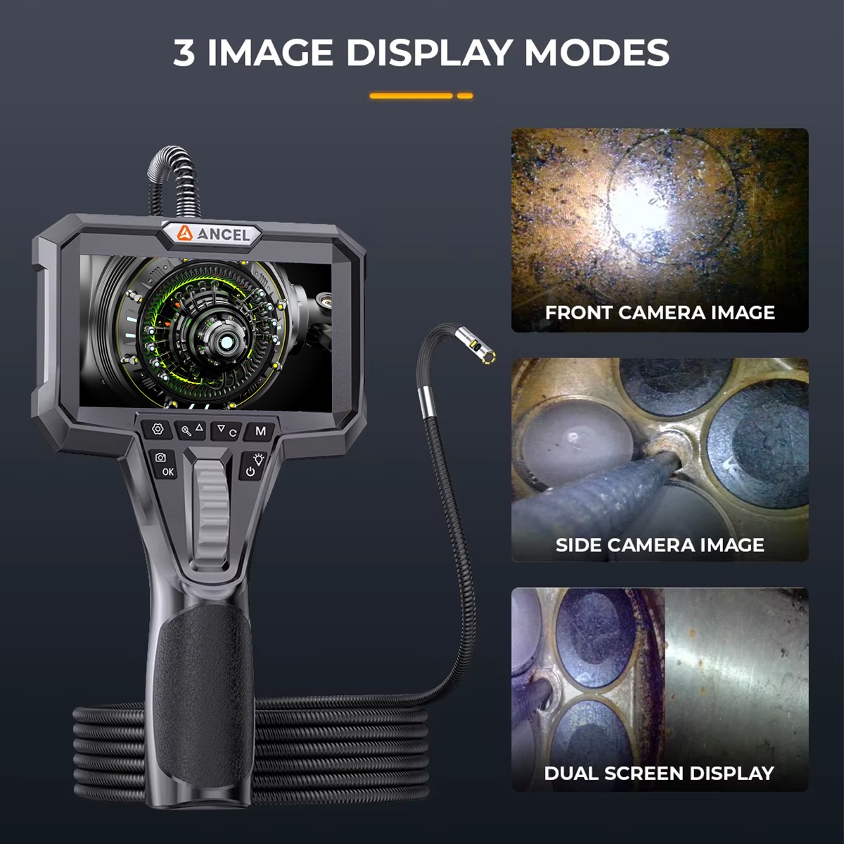 ANCEL AN302 2-Way Articulating Borescope Camera 7 LED Light Industrial Endoscope