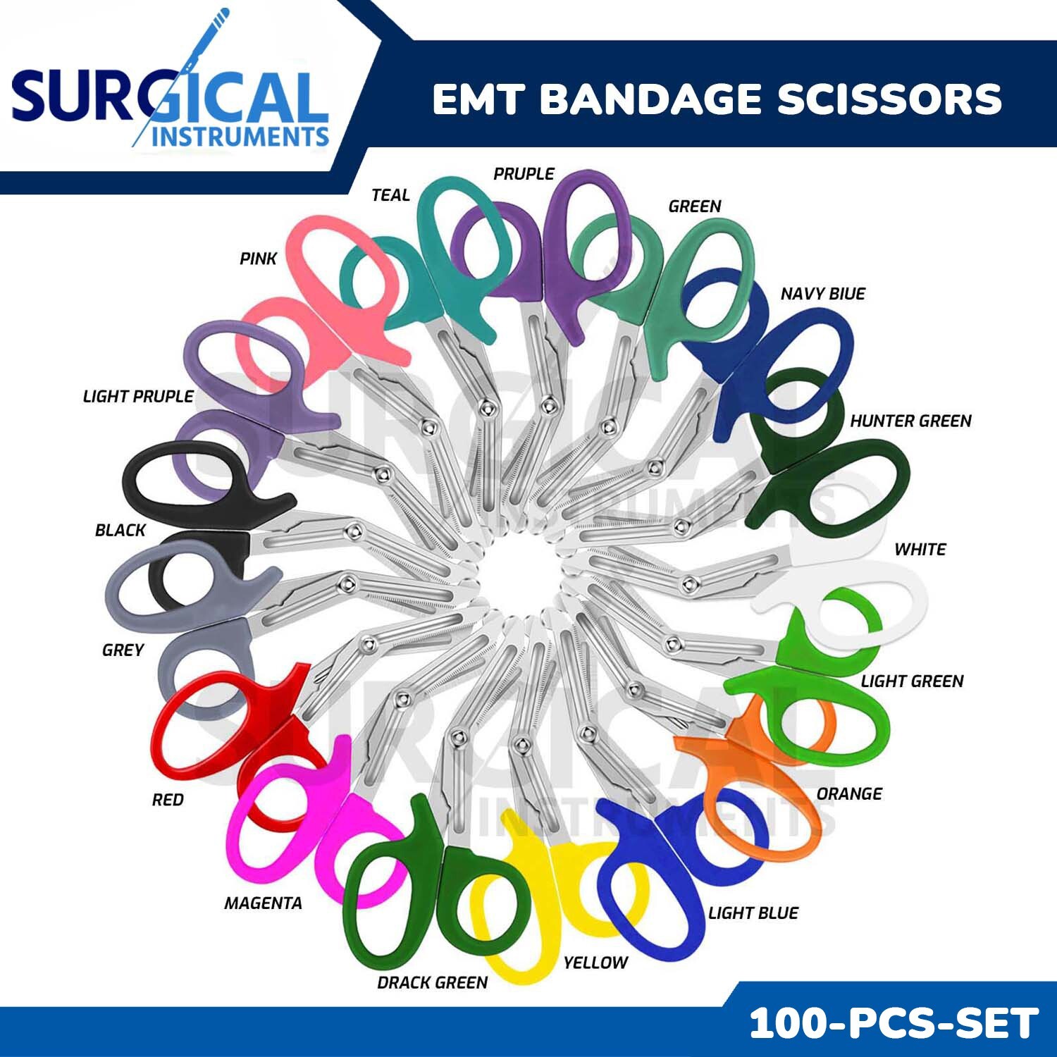 100 EMT Shears Scissor Bandage Paramedic EMS Supplies 5.5" 10 Color German Grade