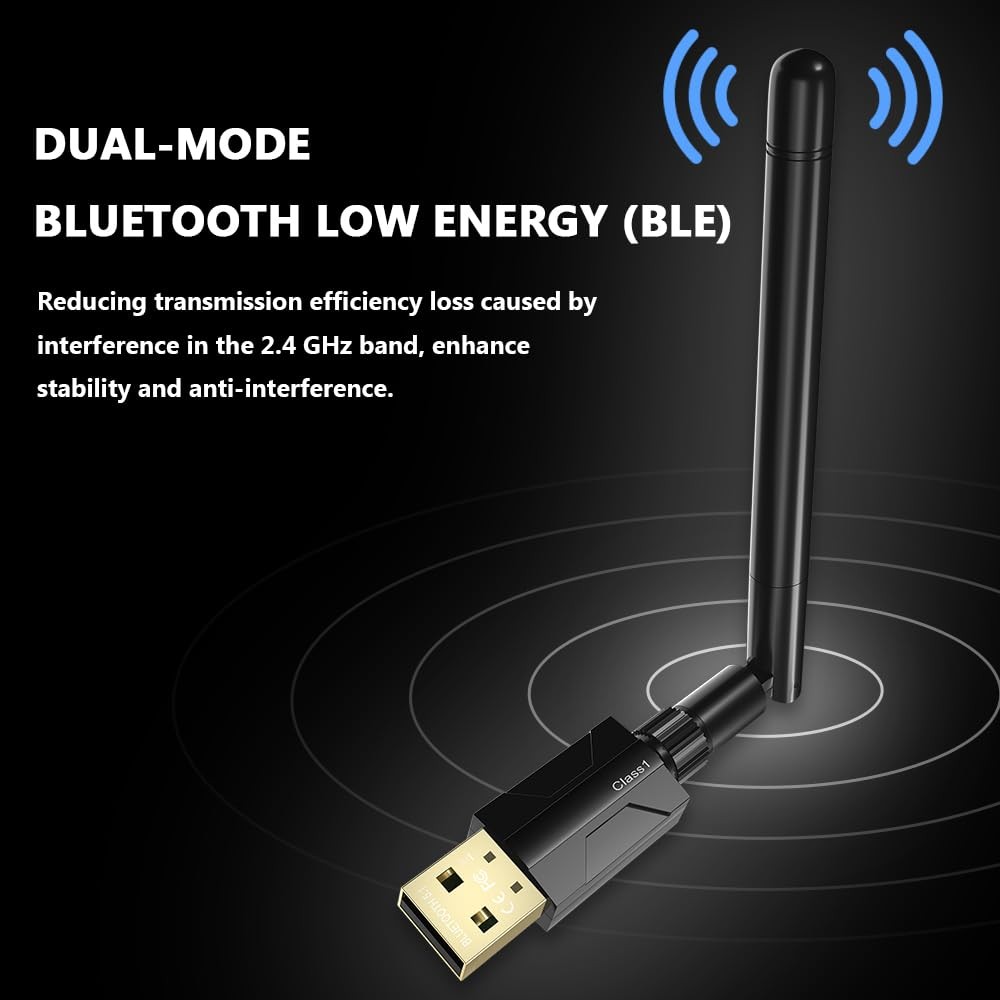 USB Bluetooth 5.1 Adapter for Desktop PC: Long Range 300FT Wireless Dongle with