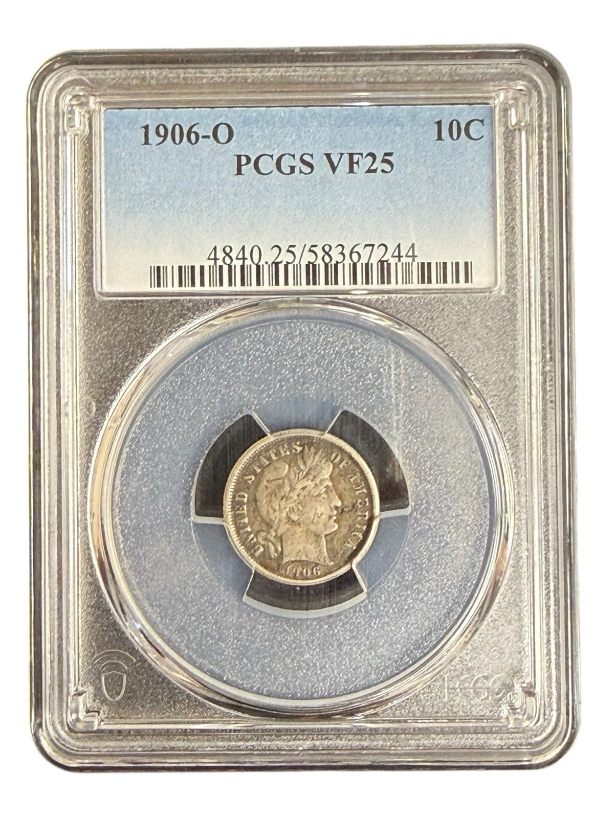 1906-O Barber 10c PCGS VF 25
