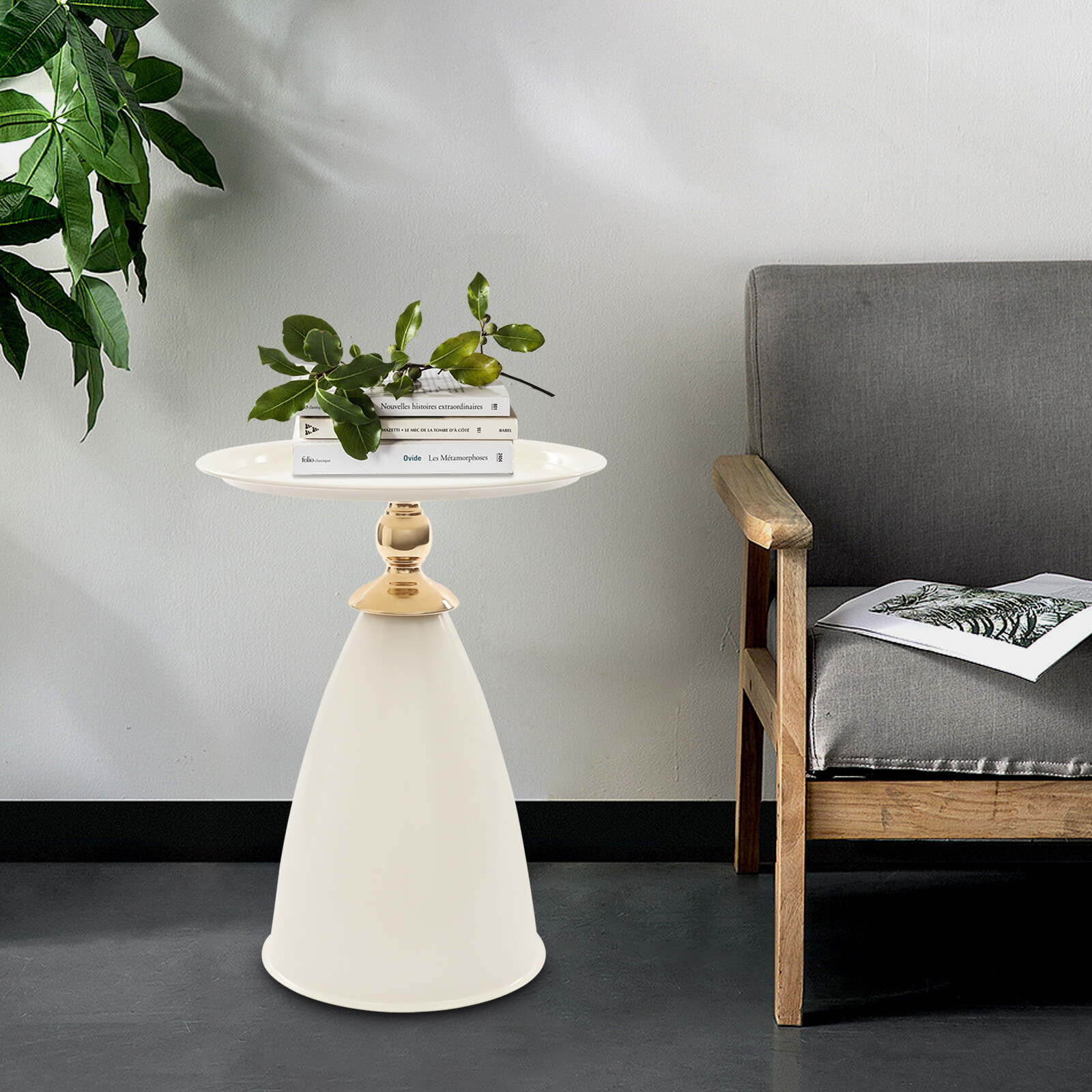 Small Round Side Table 55cm Side Table for Small Spaces Modern Couch End Table