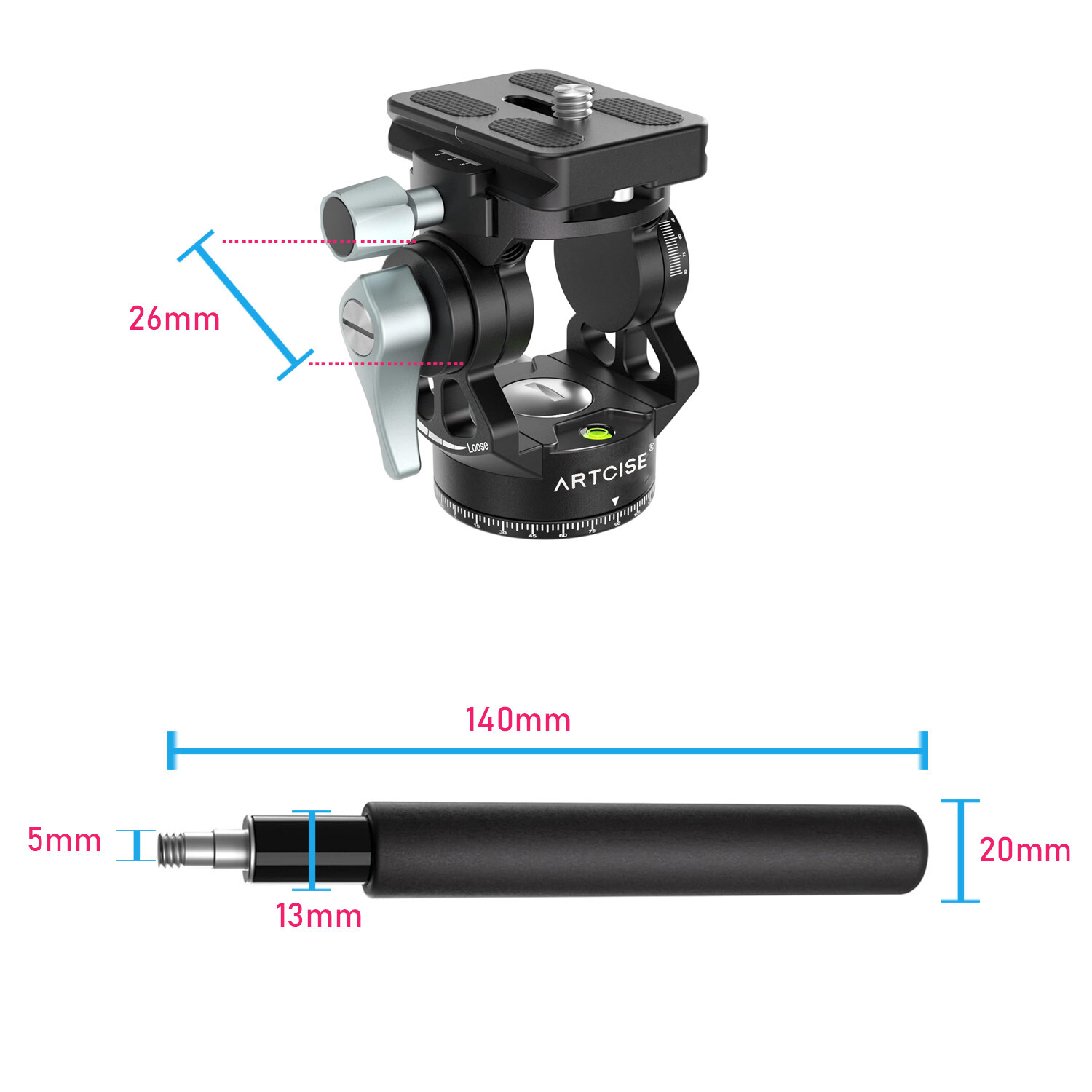 Fluid Video Head Compact Tripod Head Pan Tilt Head W/ Acra Quick Release Plate