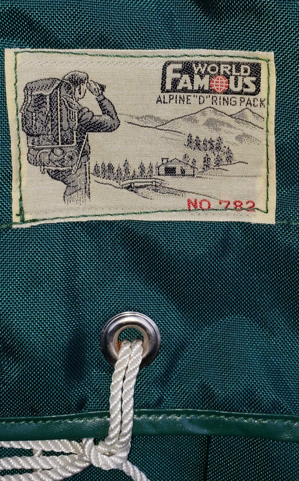 Vintage Alpine D Ring Pack Made In Japan #782 Hunter Green Drawstring