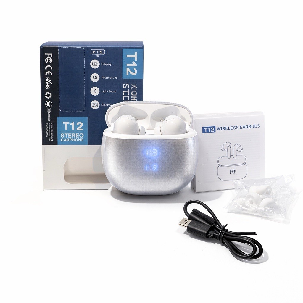 T12 True Wireless Bluetooth Earbuds LED Display In-Ear HiFi Streo Headphones New
