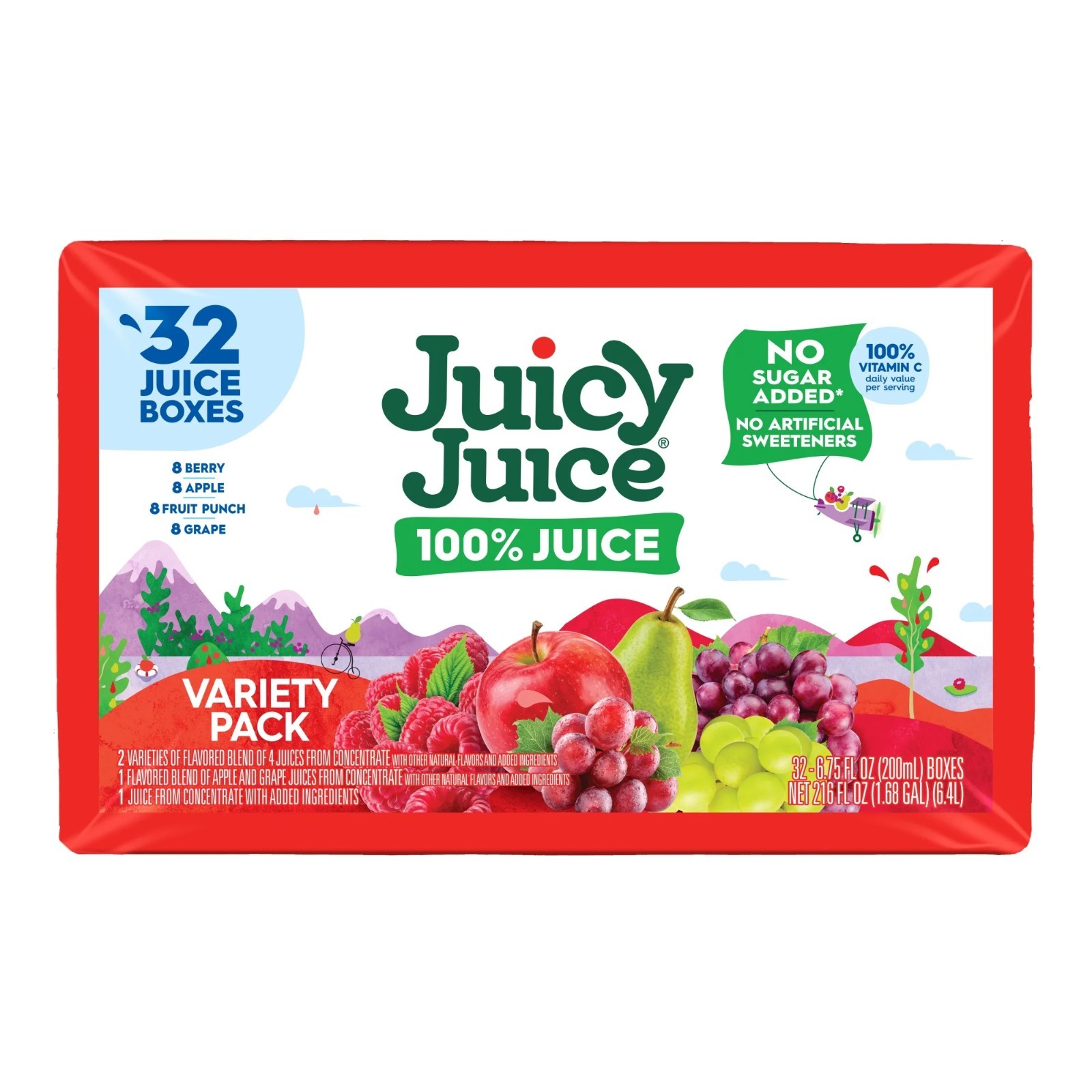 Juicy Juice 100percant Juice, Shelf Stable Juice Box Variety Pack, 32 Count, 6.7