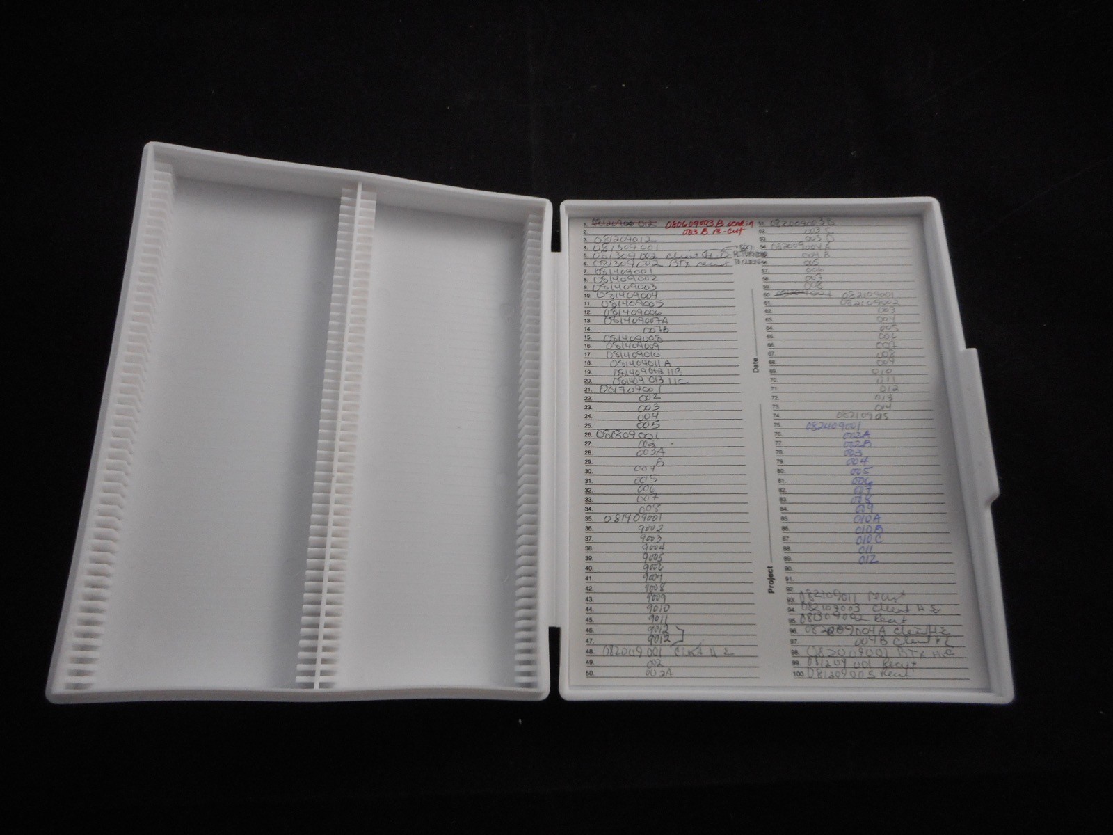 Laboratory 100 Place Microscope Slide Box NO Lining All Plastic 8.25” x 6.25"