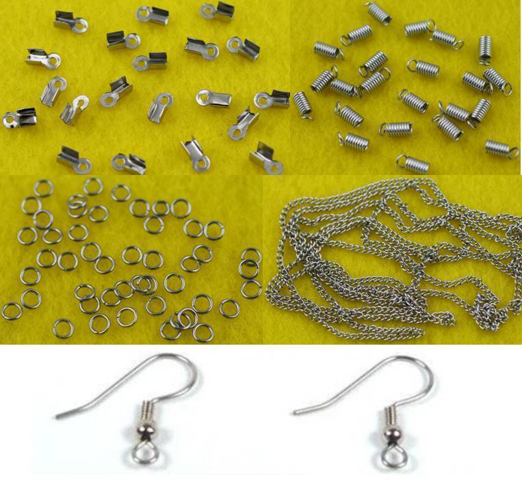 Jewelry Making Parts Feather Earring Findings:Hooks/Chains/Jump Rings/Cord Ends