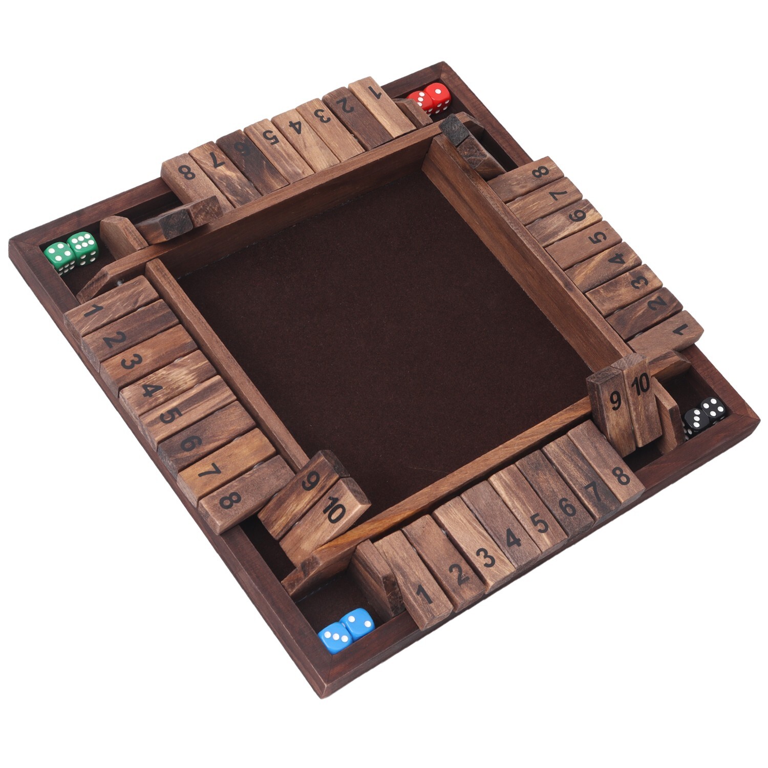 4-Player 10 Number Shut The Box Dice Game. Family Party Porch Pub Bar Board Game