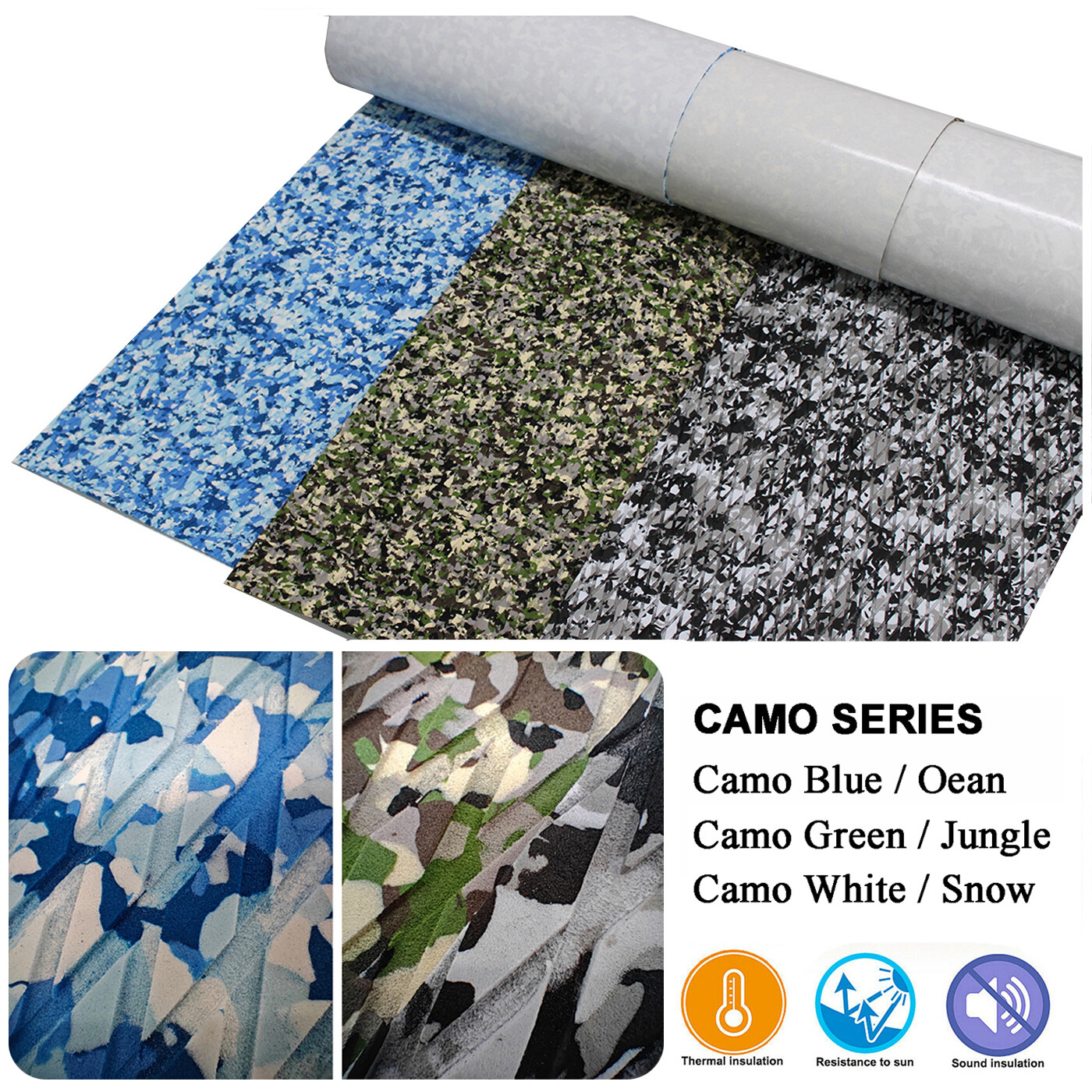 Camo Diamond Boat Decking Sheet EVA Foam Marine Flooring Carpet , Yacht Jon Boat