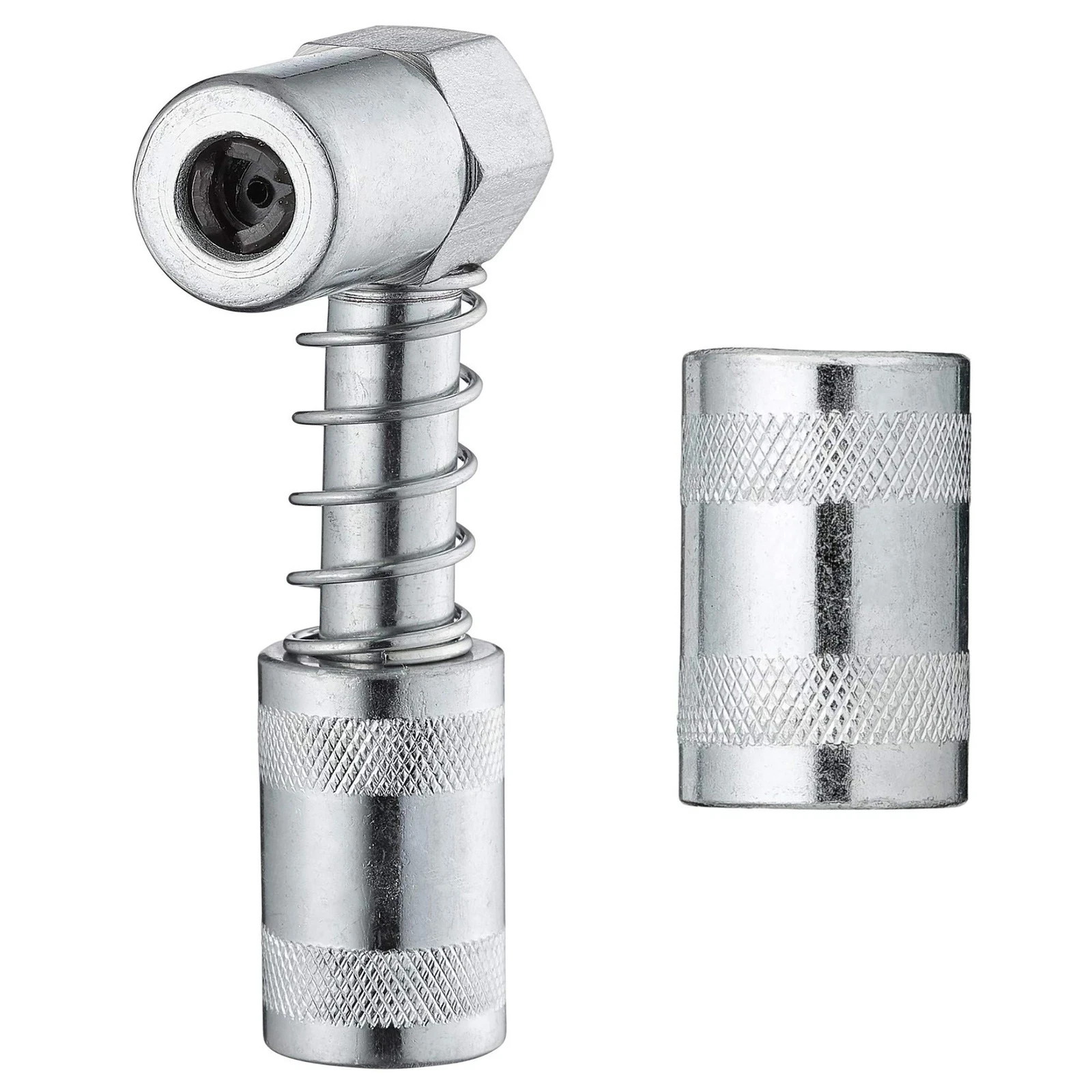 90 Degree Grease Coupler Snaps on to Grease Fittings in Tight Spaces