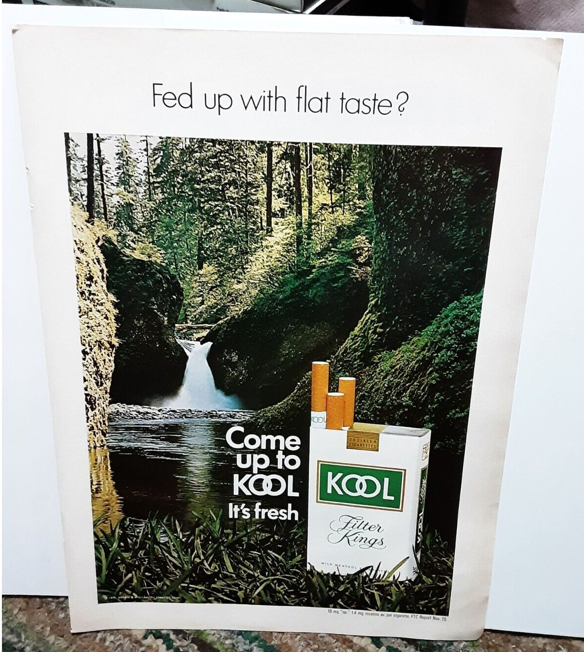1971 Kool Cigarettes Fed Up With Flat Taste Vintage Print Ad