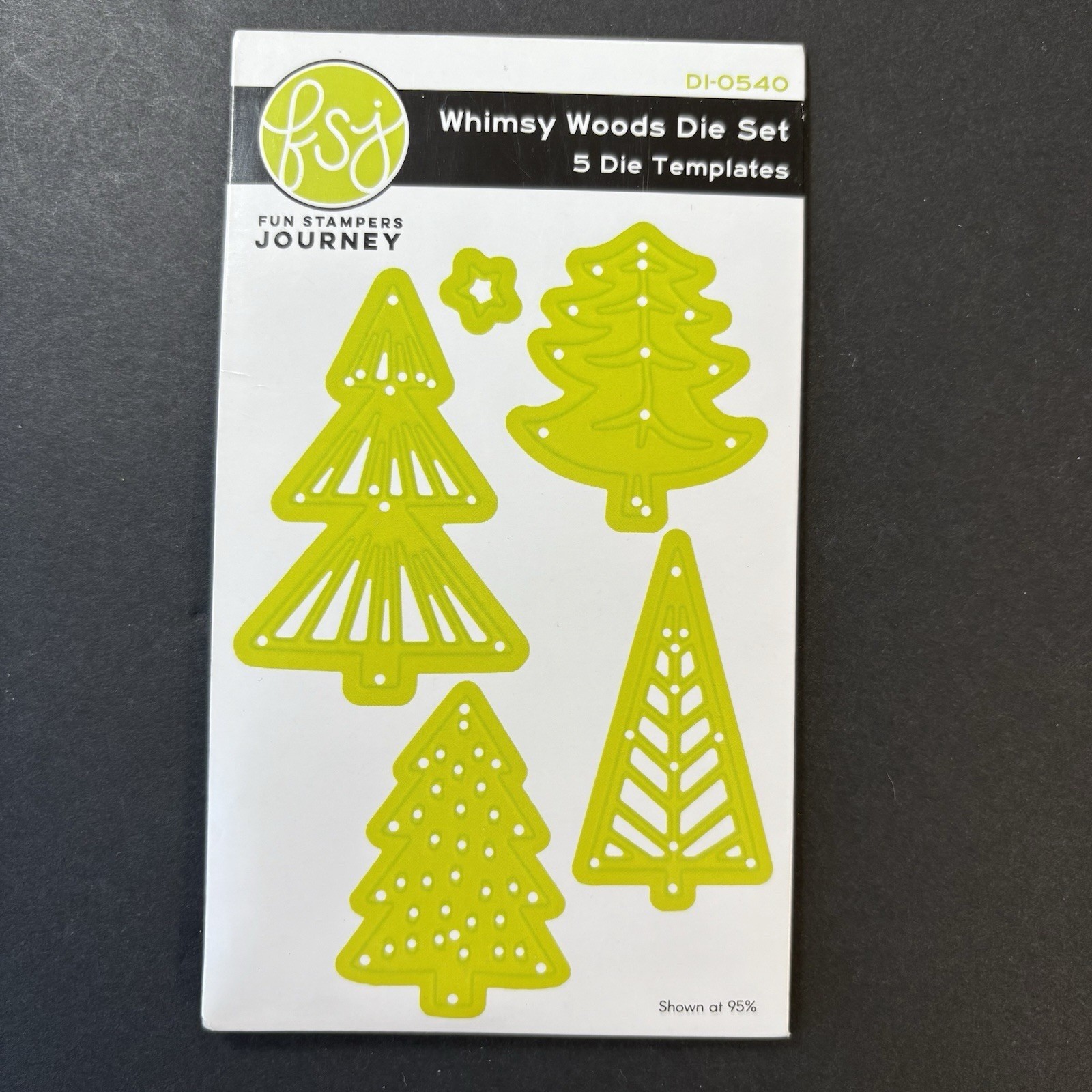 Fun Stampers Journey Whimsy Woods Trees Star Die Set of 5 Cutting Dies Metal