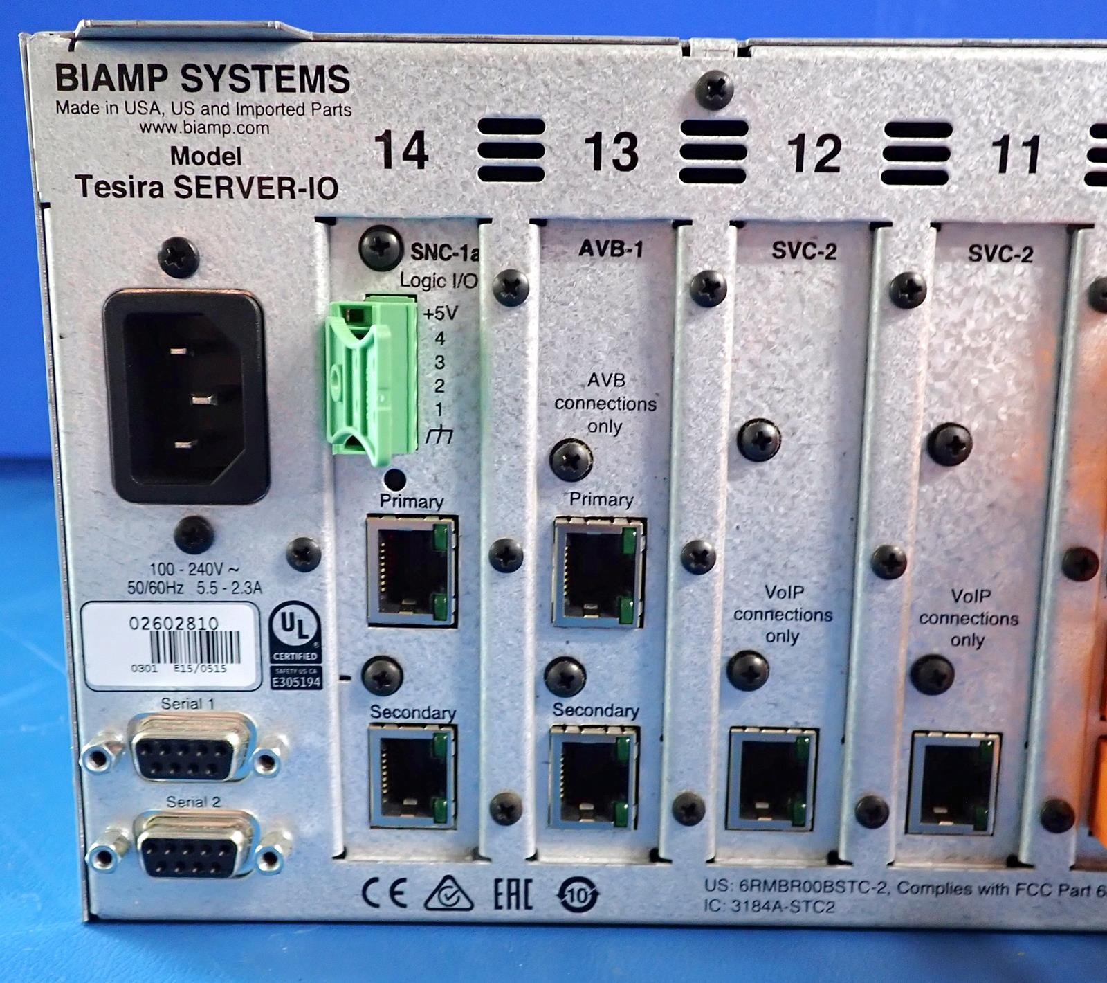 BIAMP TESIRA SERVER-IO Digital Audio Server Network Server SEC-4 SVC-2 AVB-1