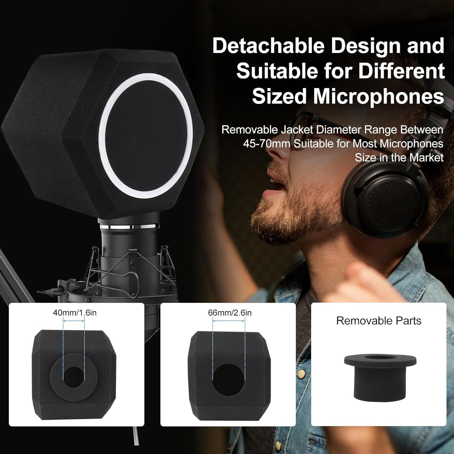 Microphone Wind Shield Pop Filter Microphone Isolation Ball, Acoustic Filter for