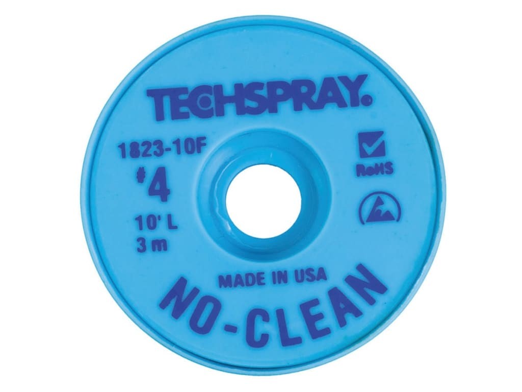 Techspray 1823-10F - Tech Spray Wick No-Clean Size 4 Blue 10Ft .098 inch W