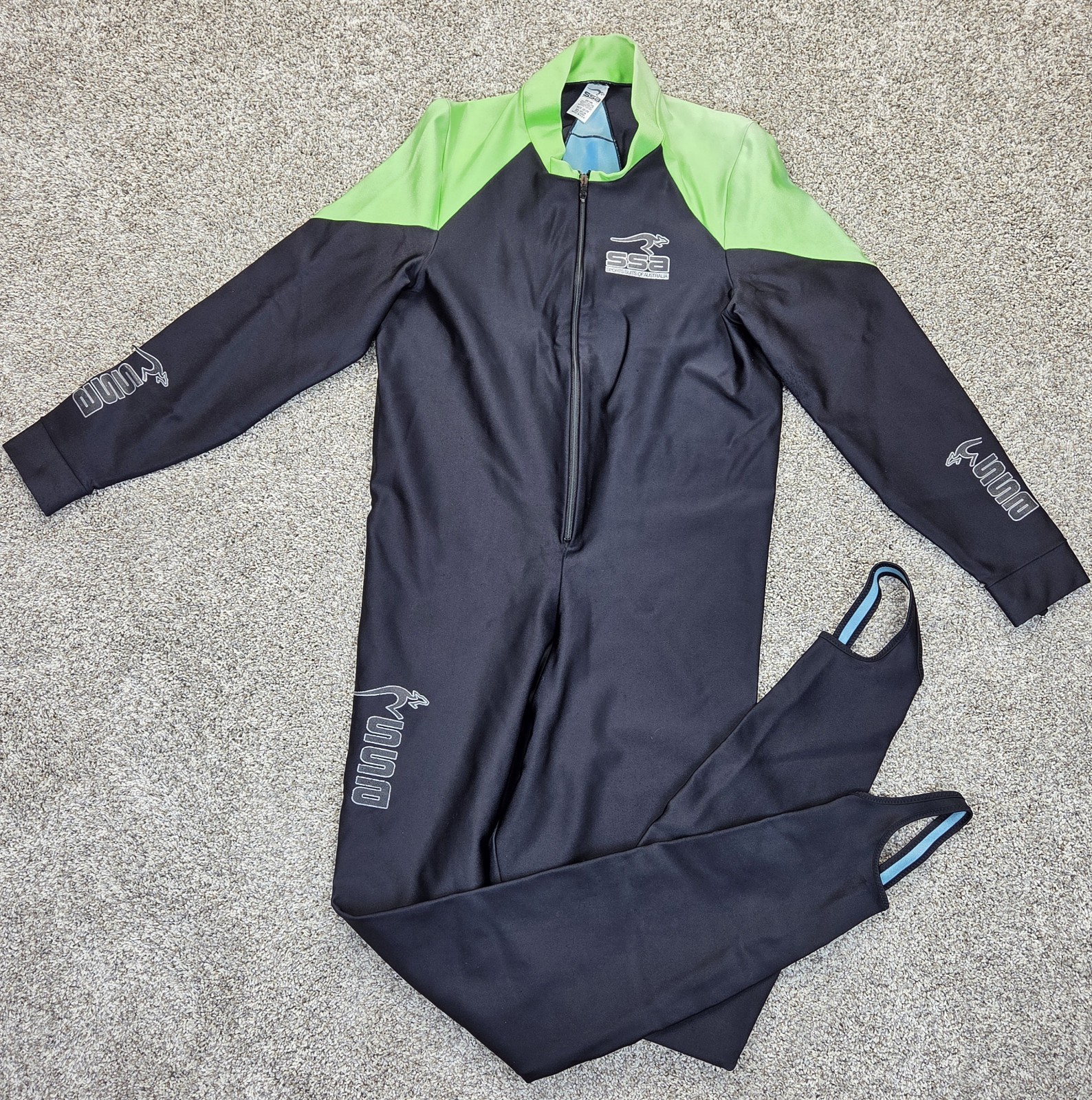 Vtg Lycra Sport Suits of Australia Mens 22/24 USA Air Wetsuit Unitard Stirrup