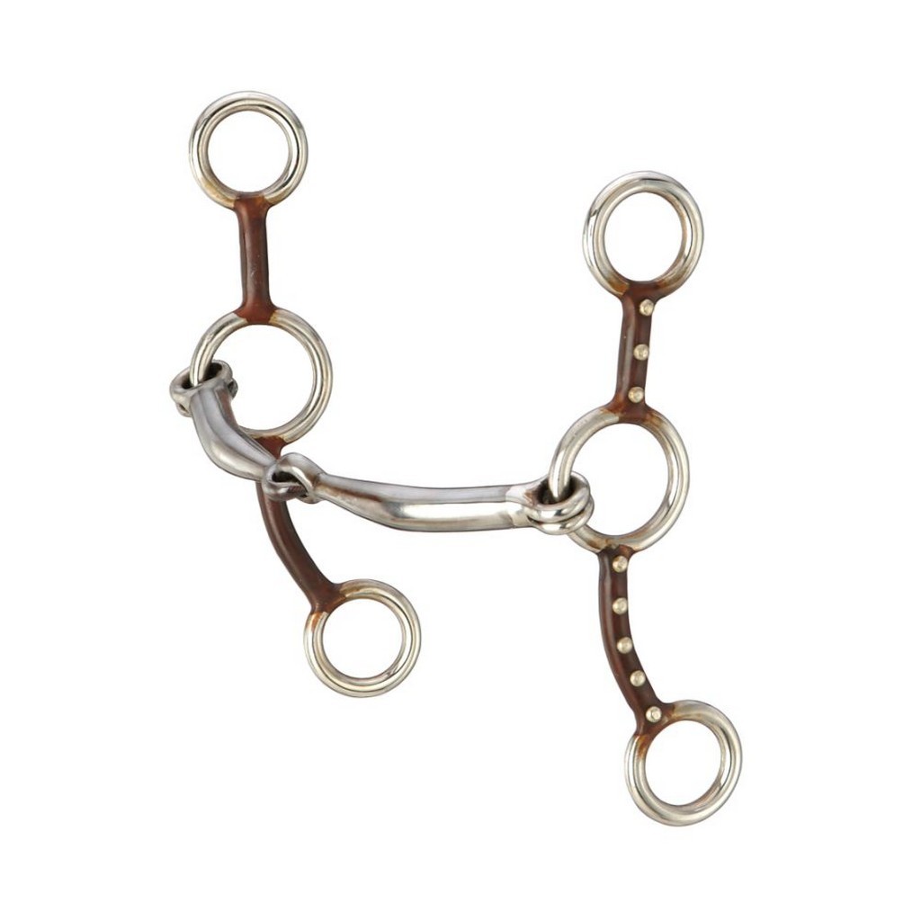 Tough 1 Bit Gag Snaffle Yearling 5'' Antique Brown Silver Dots 25194