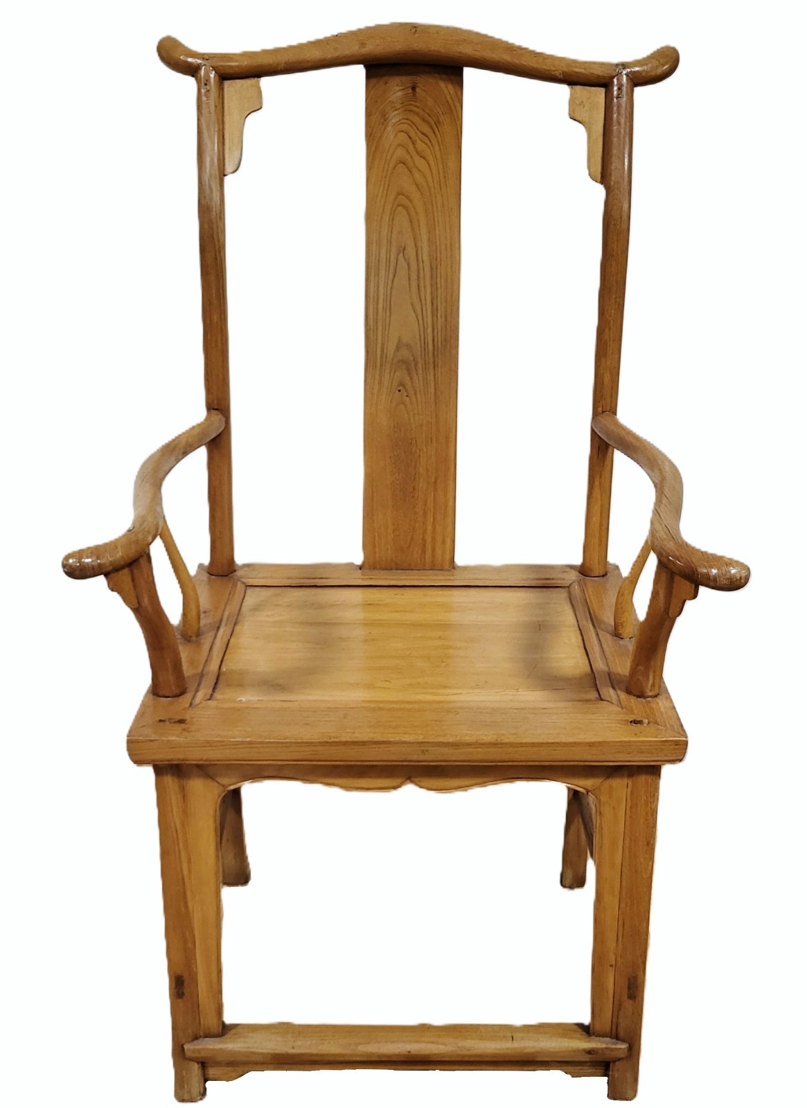 Antique CHINESE Early 19th C Asian Carved ELM WOOD Large YOKE CHAIR Armchair