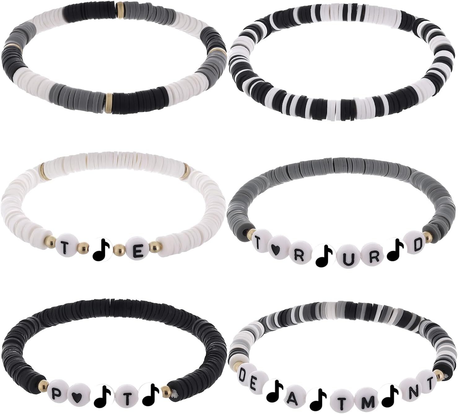 6 Handmade Friendship Stretch Bracelets, Style 1