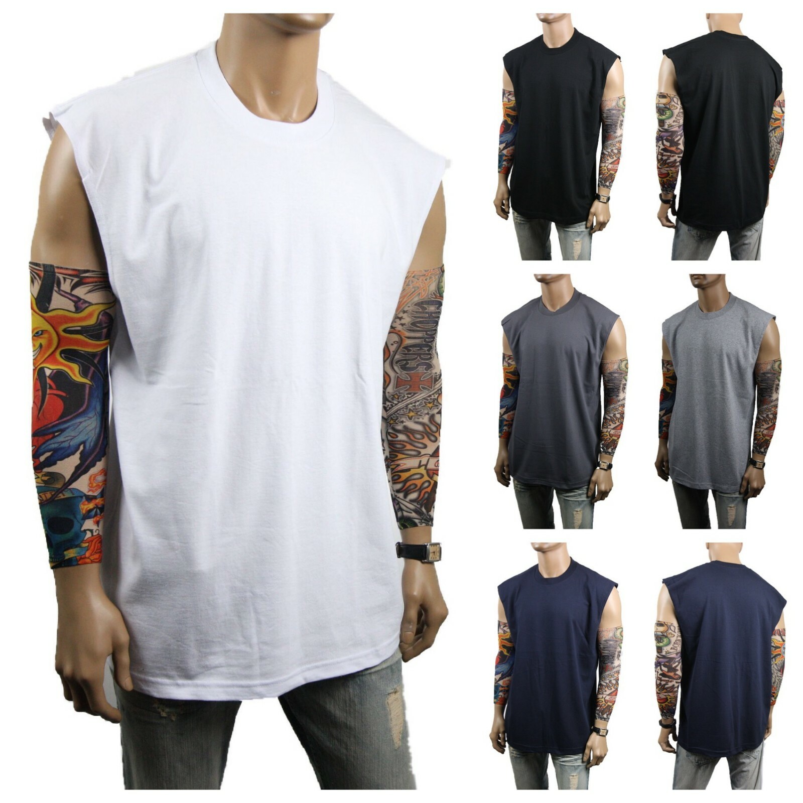 Mens HEAVY WEIGHT Crew neck Sleeveless Shirt Muscle Tank Fitness Gym Big & Tall