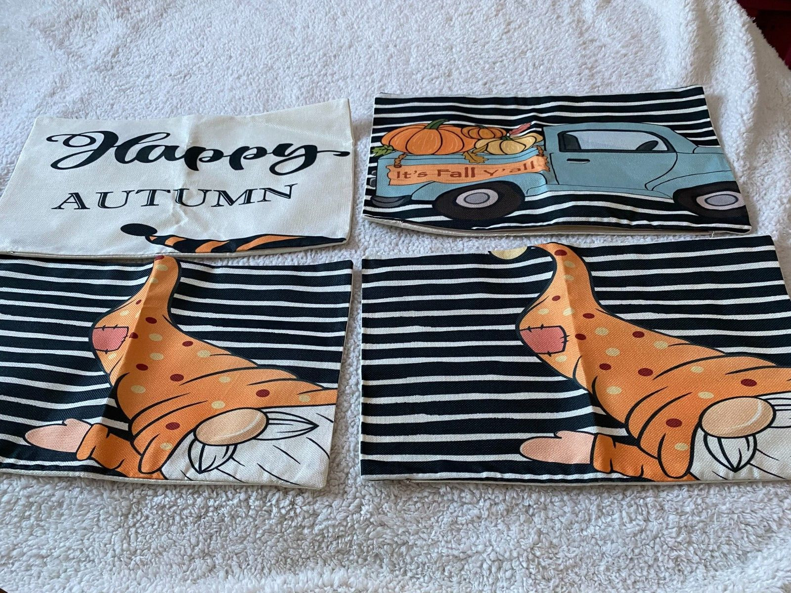 4 Packs 19.5" x 11.5" Linen Happy Autumn Bed Pillow Covers