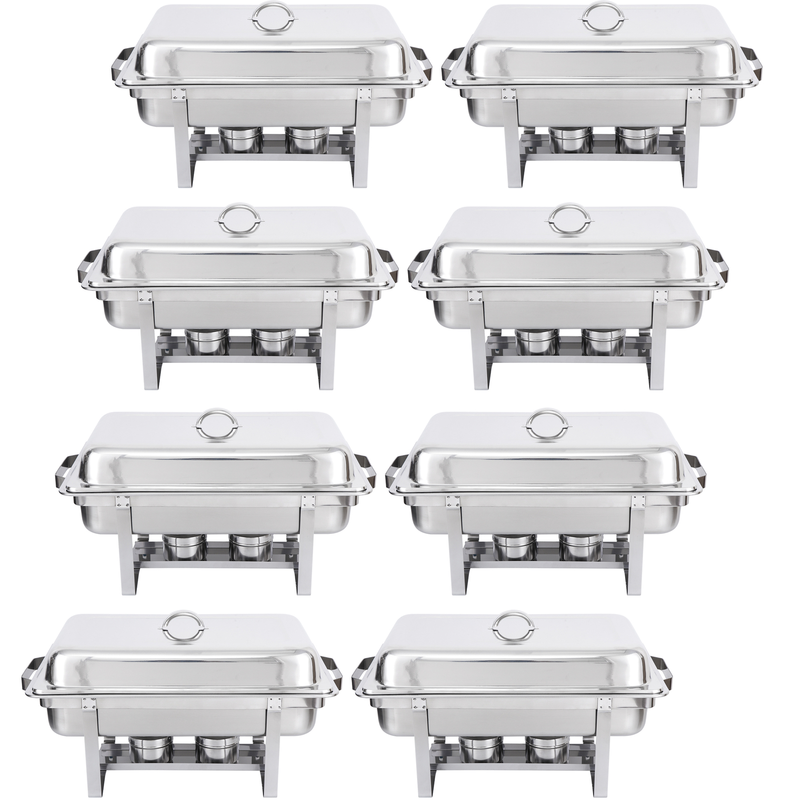 8Pack Stainless Steel Rectangular Chafing Dish Full Size Buffet Catering 8 Quart