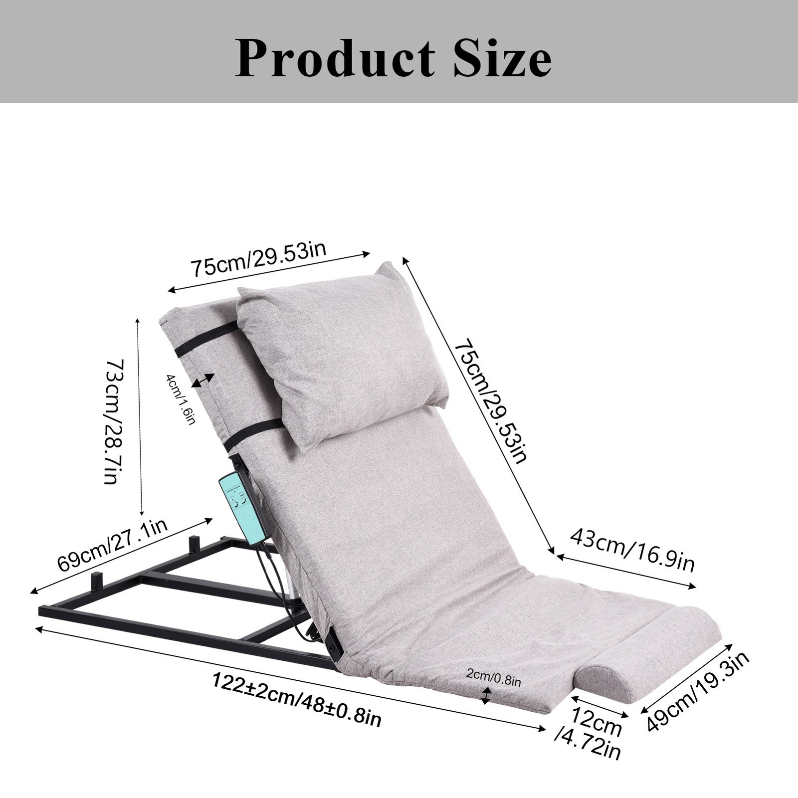 Electric Lifting Bed Backrest Adjustable Back Rest Support Powered