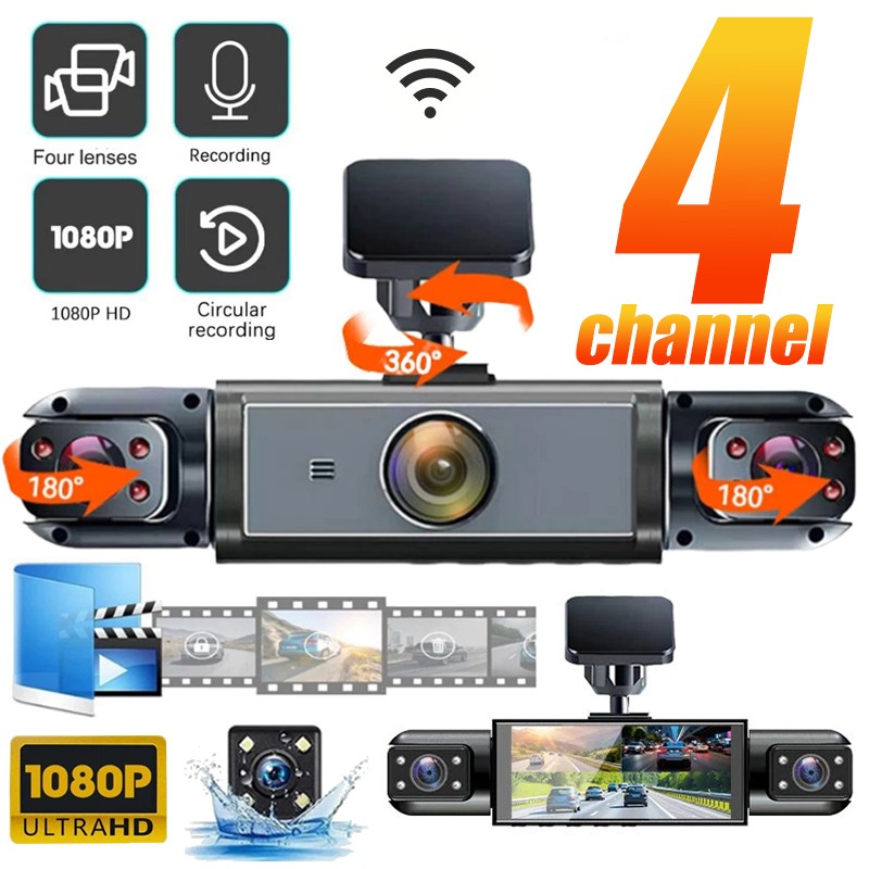 3.16 " 1080P 4 Channel Wifi Dash Cam Driving Recorder HD Car Front+Rear Camera