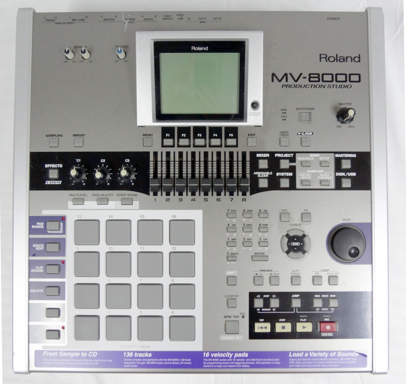 Professional Roland MV-8000 Production Studio Sampler Midi Sequencer Workstation