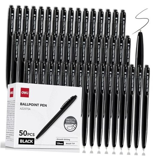 Pens Bulk, 50 Pack Retractable Ballpoint Pens, 1.0MM 1 Count (Pack of 50)