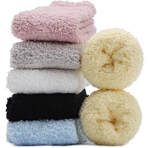 Womens Fuzzy Socks Microfiber Soft Cozy Warm Slipper Sleeping Slipper Socks-a