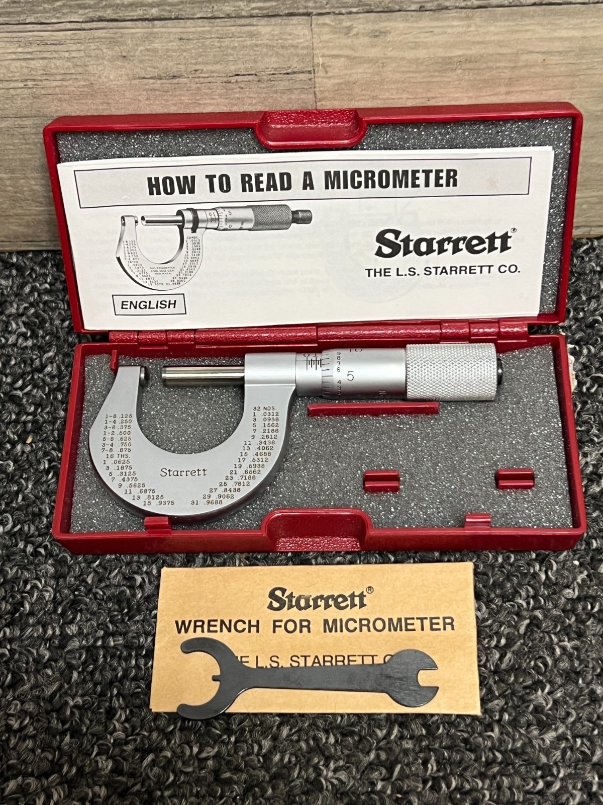 Starrett 577XP Rounded Anvil Micrometer 0-1" Range, Carbide