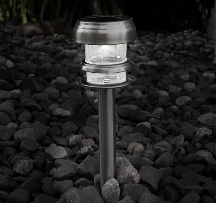 Pure Garden Solar Powered Stainless Steel Path LED Lights (4-Pack)