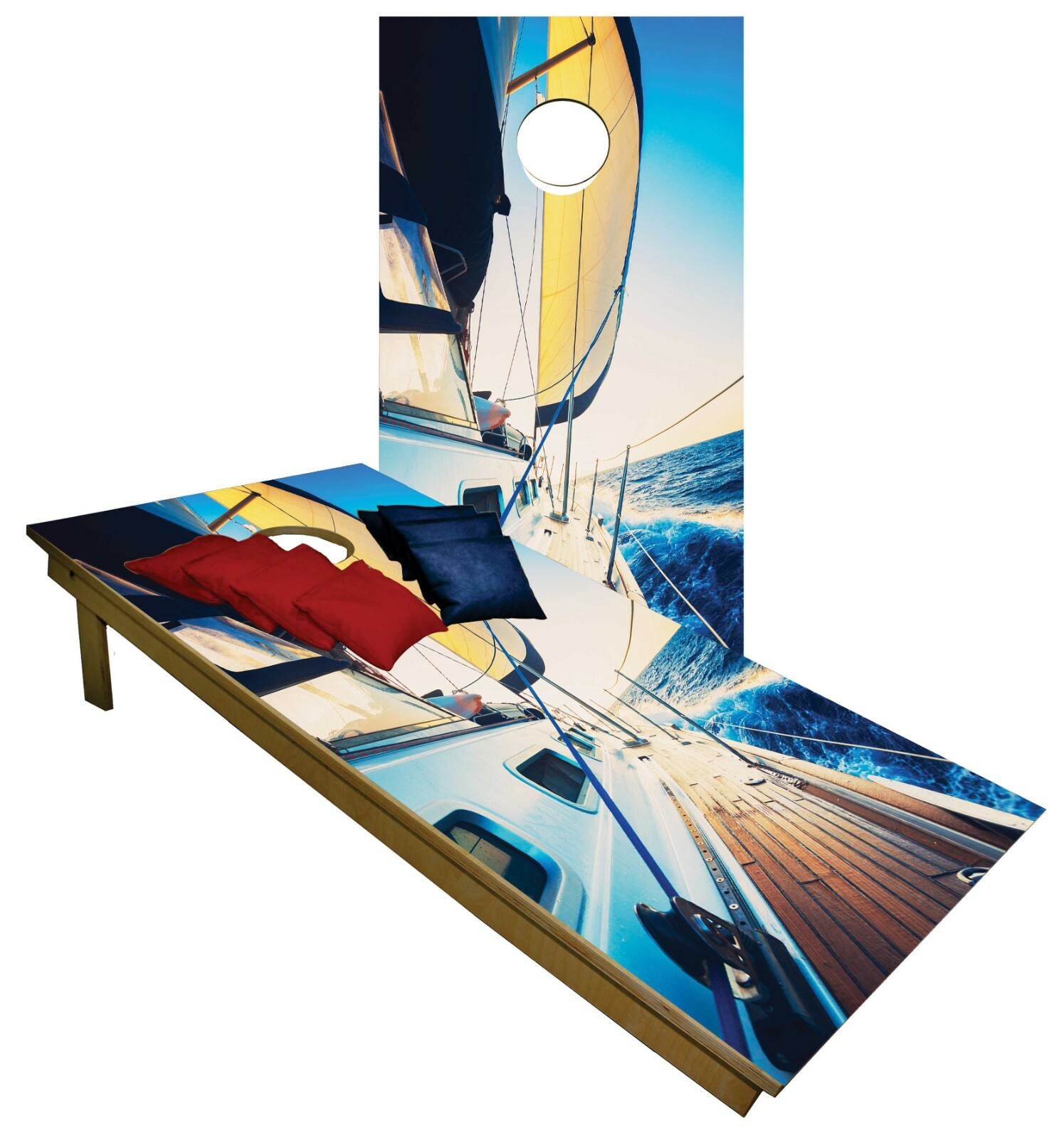 Ship Boat Ocean Sea Lake CORNHOLE BEANBAG TOSS GAME w Bags Game Boards Set